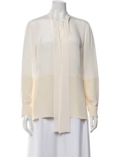 Pre-owned Derek Lam Silk Tie Neck Blouse In Neutrals