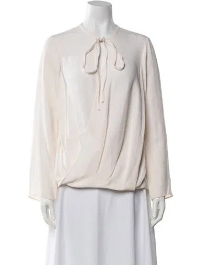 Pre-owned Derek Lam Silk Tie Neck Blouse In Neutrals