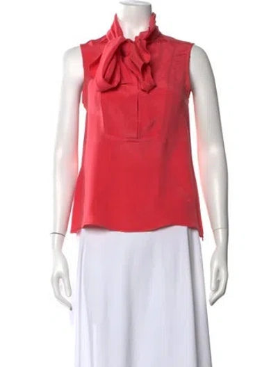 Pre-owned Derek Lam Silk Tie Neck Blouse In Orange