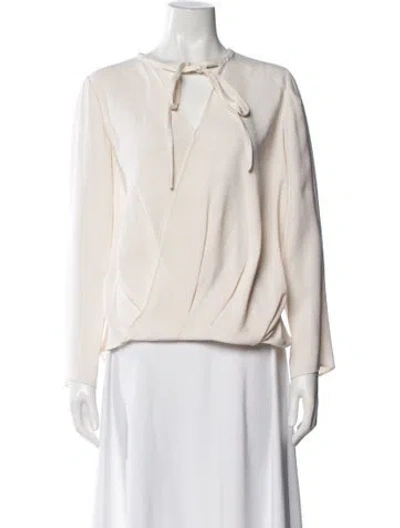 Pre-owned Derek Lam Silk Tie Neck Blouse In White