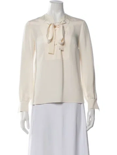 Pre-owned Derek Lam Silk Tie Neck Blouse In White