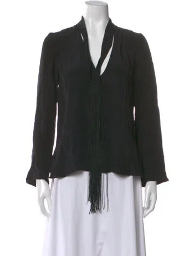 Pre-owned Derek Lam Silk V-neck Blouse In Black