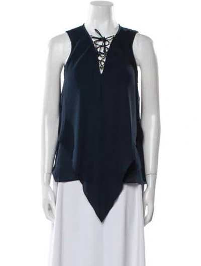 Pre-owned Derek Lam Silk V-neck Blouse In Blue
