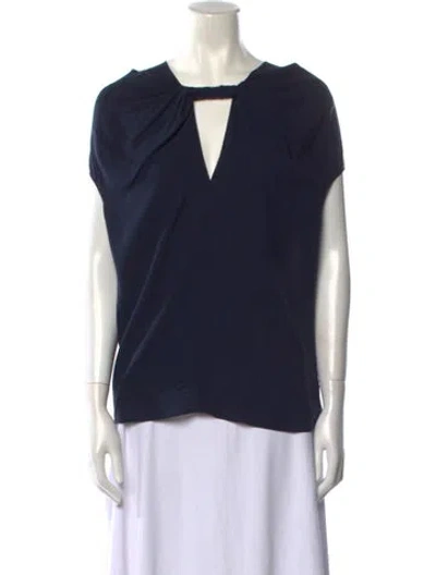 Pre-owned Derek Lam Silk V-neck Blouse In Blue