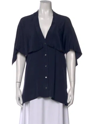 Pre-owned Derek Lam Silk V-neck Blouse In Blue