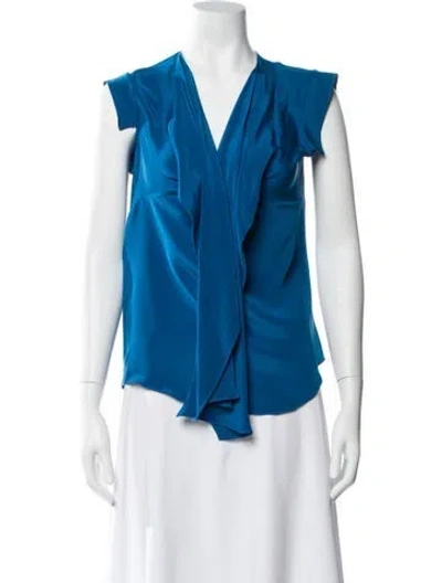 Pre-owned Derek Lam Silk V-neck Blouse In Blue