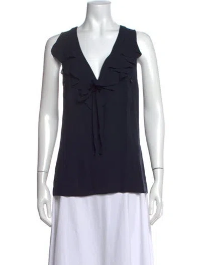 Pre-owned Derek Lam Silk V-neck Blouse In Blue