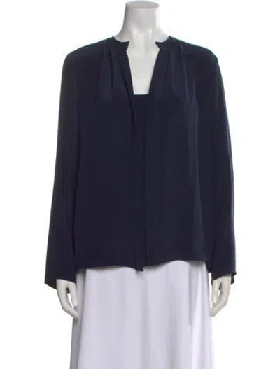Pre-owned Derek Lam Silk V-neck Blouse In Blue