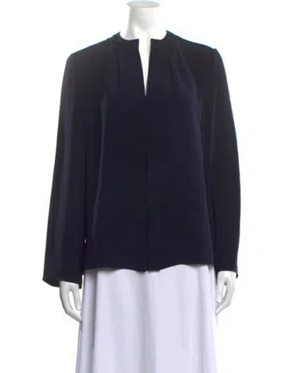 Pre-owned Derek Lam Silk V-neck Blouse In Blue