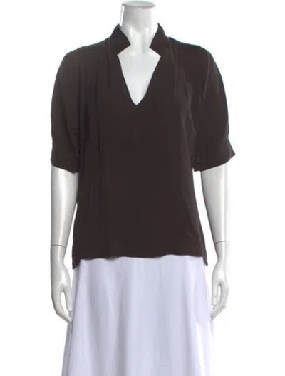 Pre-owned Derek Lam Silk V-neck Blouse In Brown