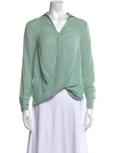 Pre-owned Derek Lam Silk V-neck Blouse In Green