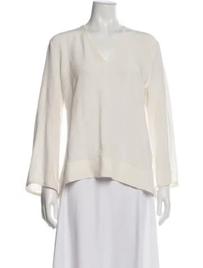 Pre-owned Derek Lam Silk V-neck Blouse In Neutral