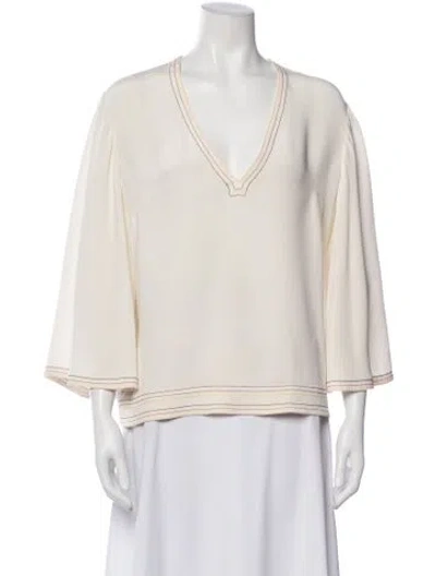 Pre-owned Derek Lam Silk V-neck Blouse In Neutral