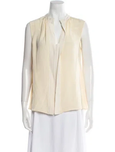 Pre-owned Derek Lam Silk V-neck Blouse In Neutral