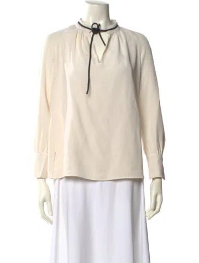 Pre-owned Derek Lam Silk V-neck Blouse In Neutral