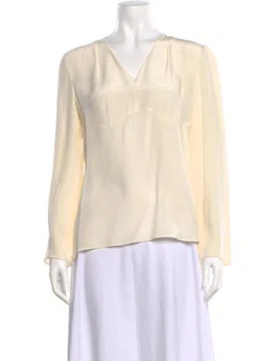 Pre-owned Derek Lam Silk V-neck Blouse In Neutral