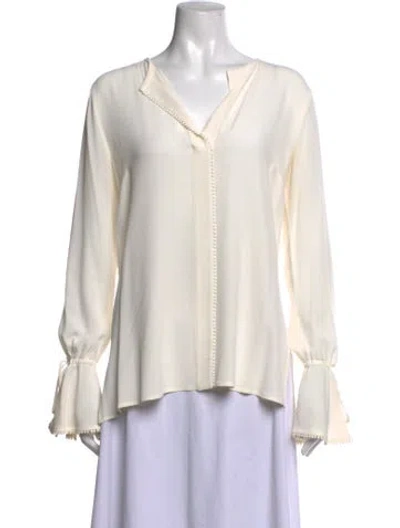 Pre-owned Derek Lam Silk V-neck Blouse In Neutrals