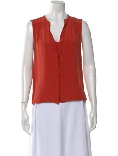 Pre-owned Derek Lam Silk V-neck Blouse In Orange