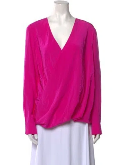 Pre-owned Derek Lam Silk V-neck Blouse In Pink
