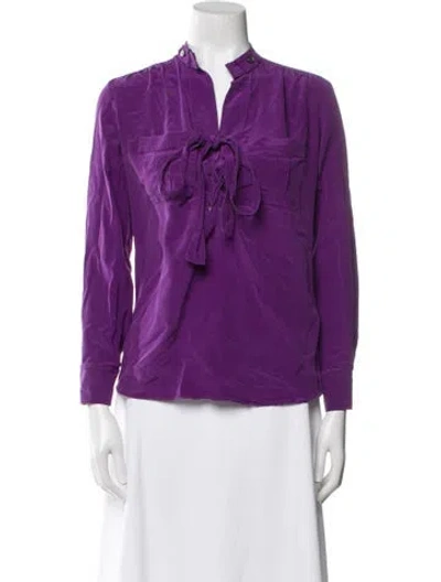 Pre-owned Derek Lam Silk V-neck Blouse In Purple