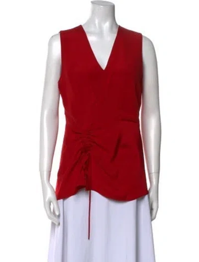 Pre-owned Derek Lam Silk V-neck Blouse In Red