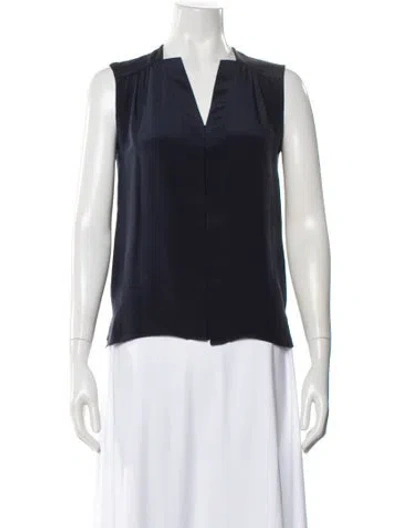 Pre-owned Derek Lam Silk V-neck Blouse W/ Tags In Blue