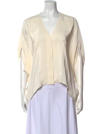Pre-owned Derek Lam Silk V-neck Blouse In White