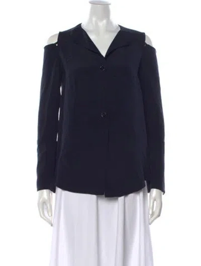 Pre-owned Derek Lam Silk V-neck Button-up Top In Blue