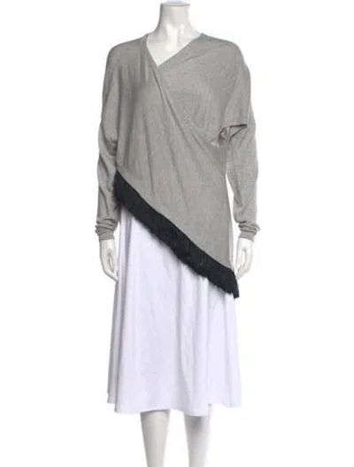 Pre-owned Derek Lam Silk V-neck Sweater In Grey