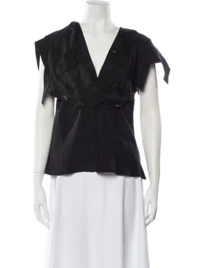 Pre-owned Derek Lam Silk V-neck Top In Black