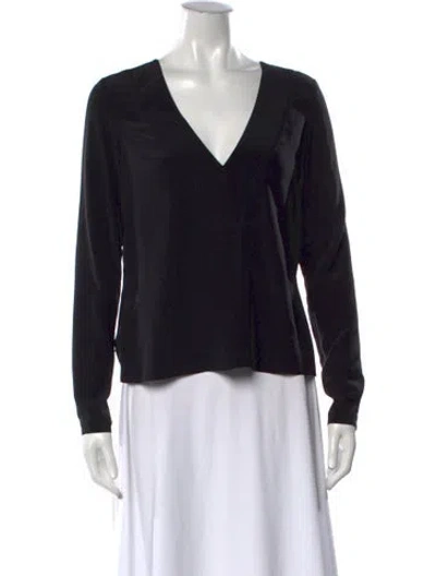 Pre-owned Derek Lam Silk V-neck Top In Black