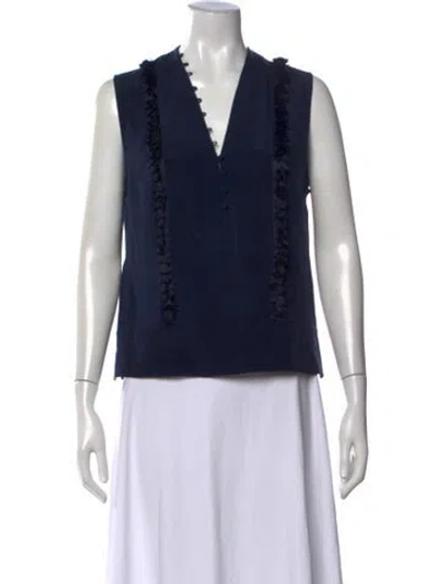 Pre-owned Derek Lam Silk V-neck Top In Blue