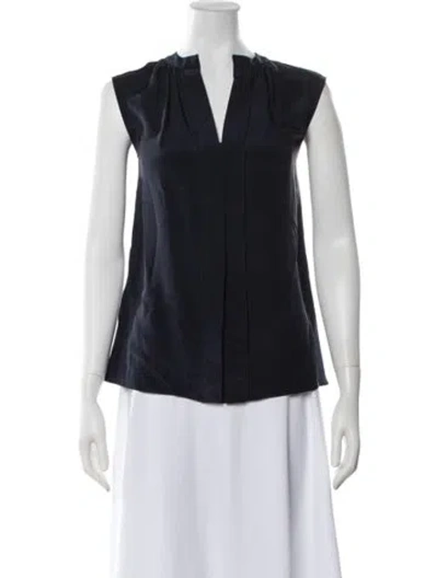 Pre-owned Derek Lam Silk V-neck Top In Blue