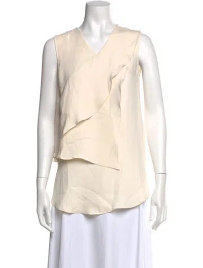 Pre-owned Derek Lam Silk V-neck Top In Neutrals