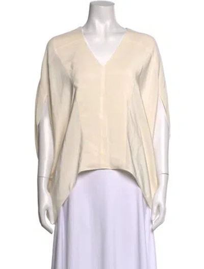 Pre-owned Derek Lam Silk V-neck Top In Neutrals