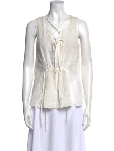 Pre-owned Derek Lam Silk V-neck Top In White