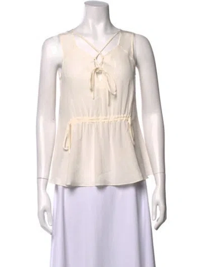 Pre-owned Derek Lam Silk V-neck Top In White