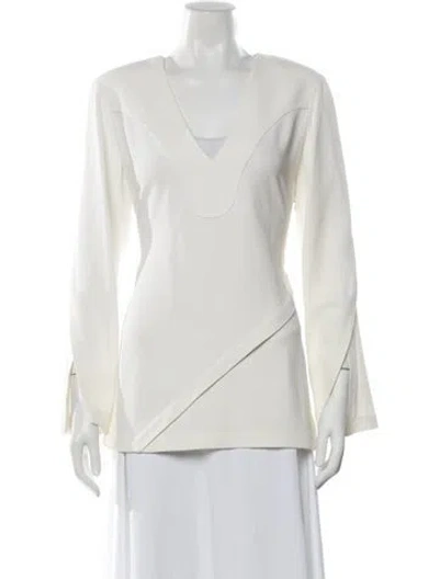 Pre-owned Derek Lam Silk V-neck Top In White