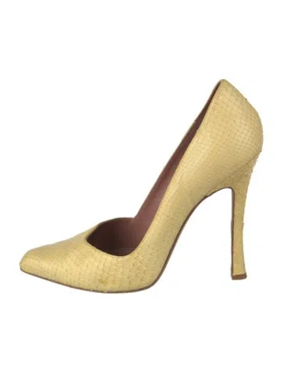 Pre-owned Derek Lam Snakeskin Animal Print Pumps In Yellow