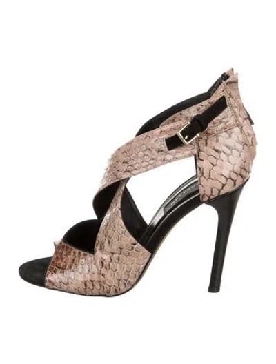 Pre-owned Derek Lam Snakeskin Animal Print Sandals In Neutral