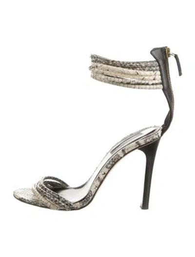 Pre-owned Derek Lam Snakeskin Animal Print Sandals In Neutrals