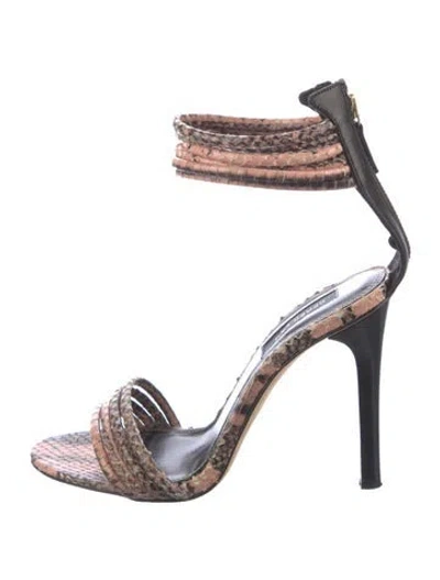 Pre-owned Derek Lam Snakeskin Animal Print Sandals In Pink