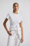Derek Lam Sono Cotton Jersey Tie Front Tee