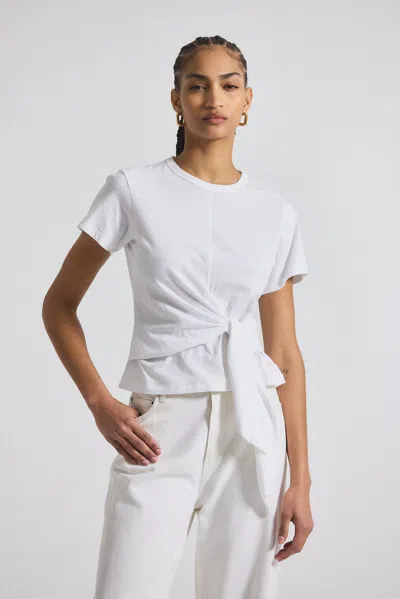 Derek Lam Sono Cotton Jersey Tie Front Tee