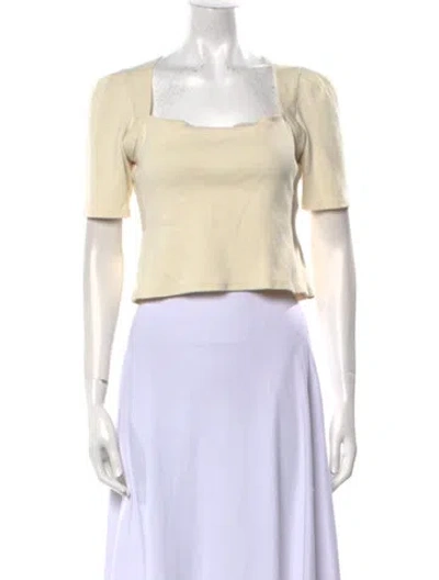 Pre-owned Derek Lam Square Neckline Short Sleeve Crop Top In Neutral