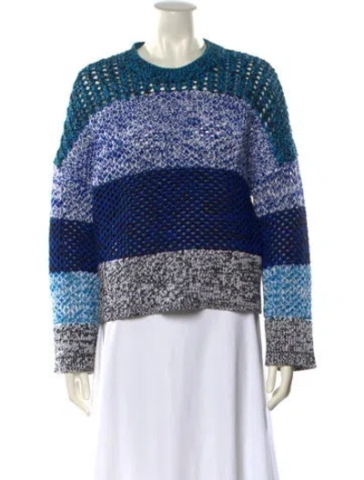 Pre-owned Derek Lam Striped Crew Neck Sweater In Black