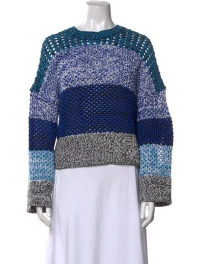 Pre-owned Derek Lam Striped Crew Neck Sweater In Blue