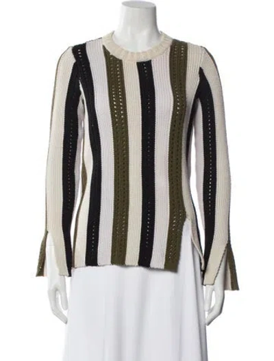 Pre-owned Derek Lam Striped Crew Neck Sweater In Green