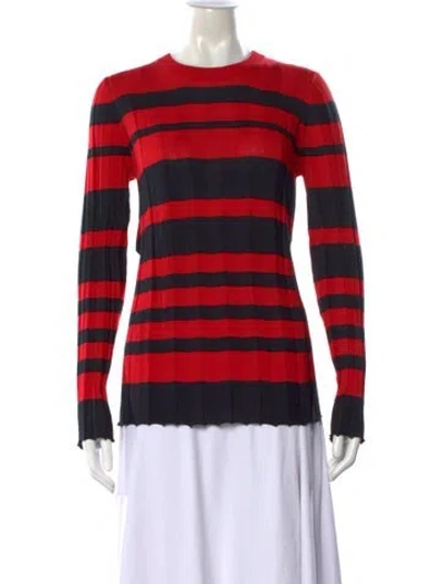 Pre-owned Derek Lam Striped Crew Neck Sweater In Red