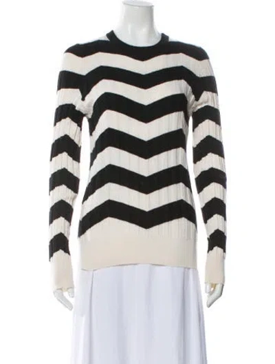 Pre-owned Derek Lam Striped Crew Neck Sweater In White
